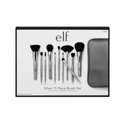 E.l.f. 11 Piece Silver Brush Collection Set Kit 75340 Elf Case Makeup