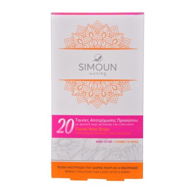 SIMOUN Ταινίες Αποτρίχωσης Προσώπου, 20τμχ + Ενυδατικά Μαντηλάκια, 2τμχ