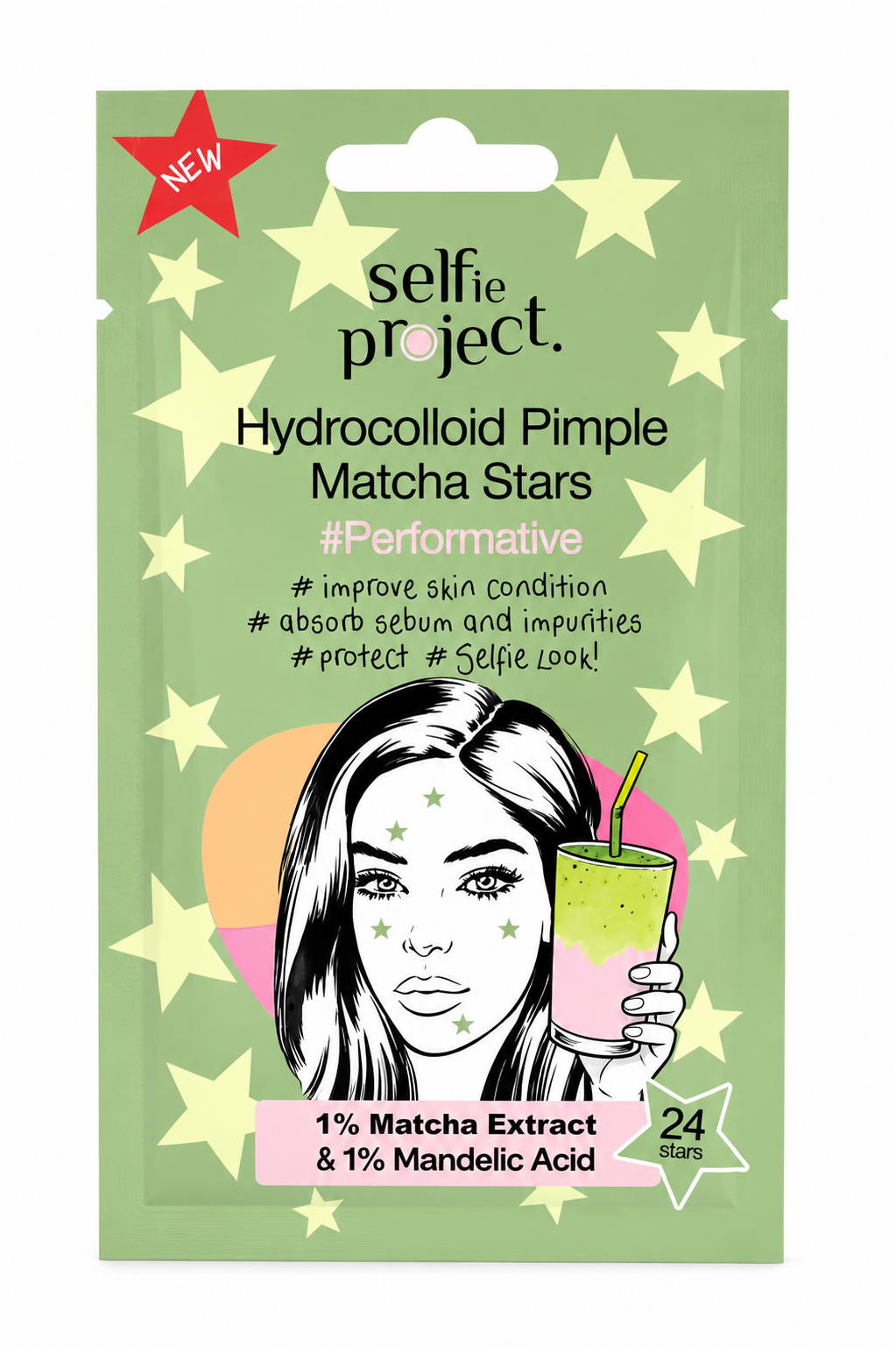 Selfie Project Hydrocolloid Pimple Matcha Stars #Performative – 24 Τεμάχια